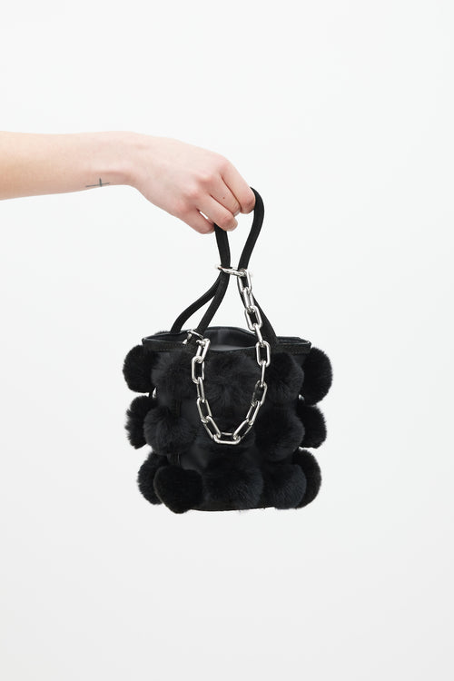 Alexander Wang Black Leather 
Fur Roxy Bucket Bag