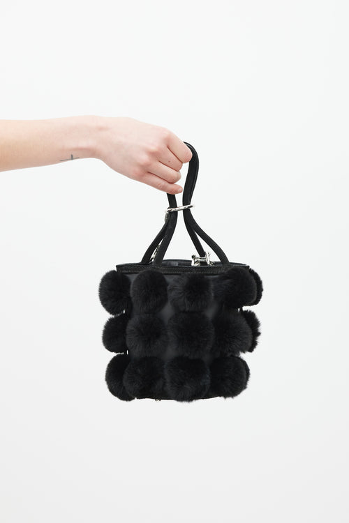 Alexander Wang Black Leather 
Fur Roxy Bucket Bag