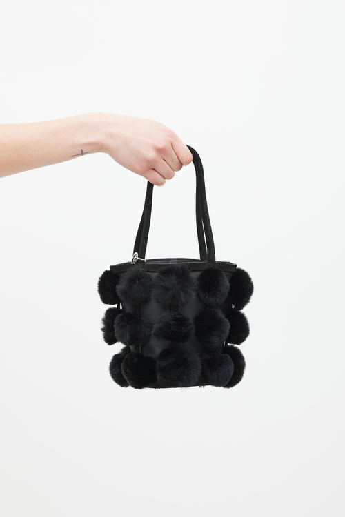 Alexander Wang Black Leather 
Fur Roxy Bucket Bag