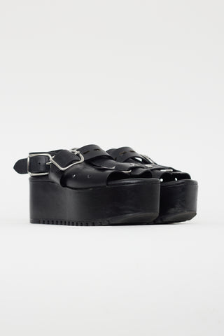 Alexander Wang Black Leather High Platform Sandal