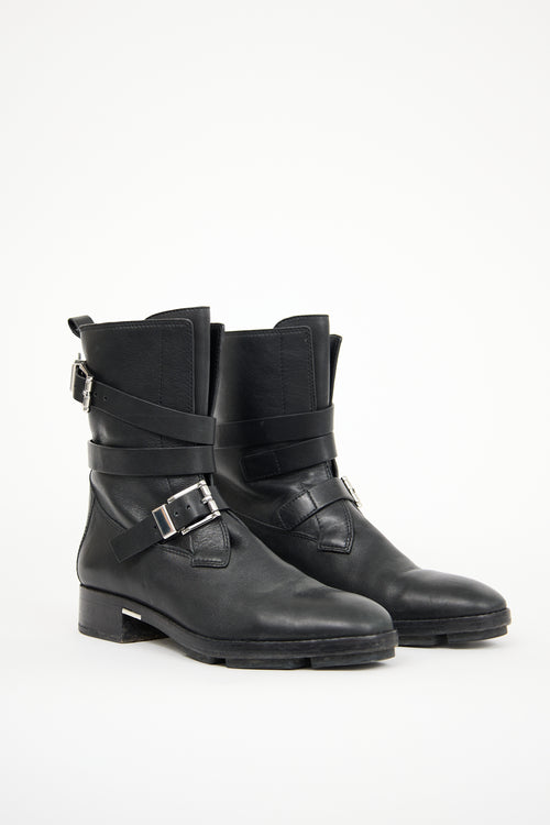 Alexander Wang Black Leather Louise Combat Boot