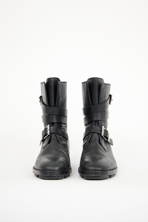 Alexander Wang Black Leather Louise Combat Boot