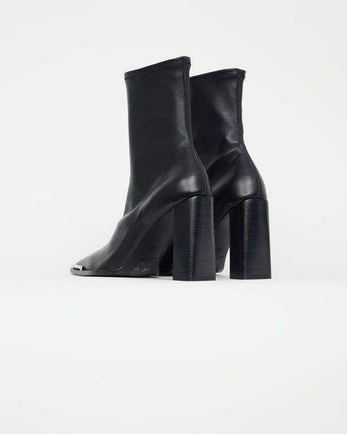 Alexander Wang Black Leather Silver Toe Boot