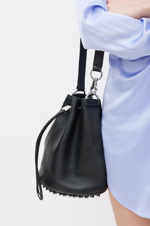 Alexander Wang Black Leather Studded Bucket Bag