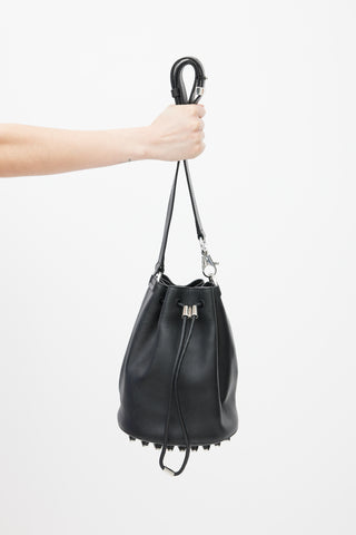 Alexander Wang Black Leather Studded Bucket Bag