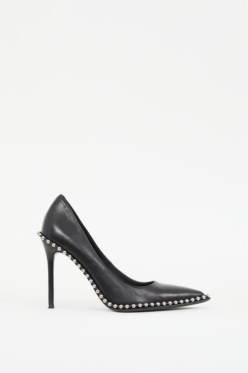 Alexander Wang Black Leather Studded Rie Pump