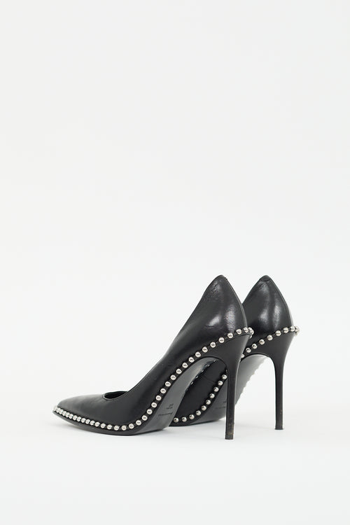 Alexander Wang Black Leather Studded Rie Pump