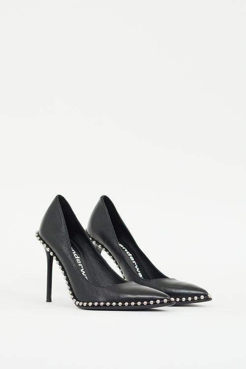 Alexander Wang Black Leather Studded Rie Pump