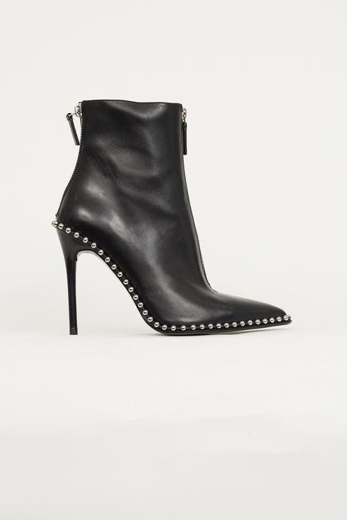 Alexander Wang Black Leather Studded Trim Boot