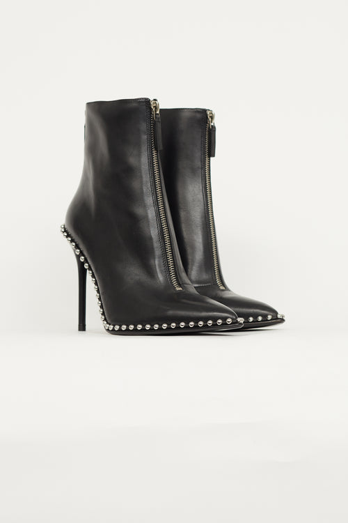 Alexander Wang Black Leather Studded Trim Boot