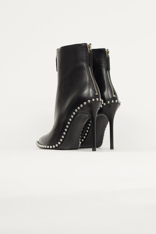 Alexander Wang Black Leather Studded Trim Boot