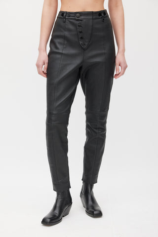 Alexander Wang Black Leather Tapered Pants