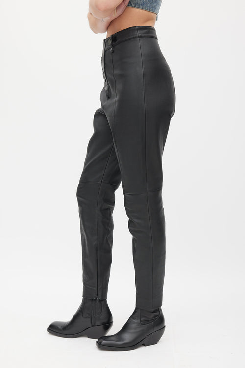 Alexander Wang Black Leather Tapered Pants