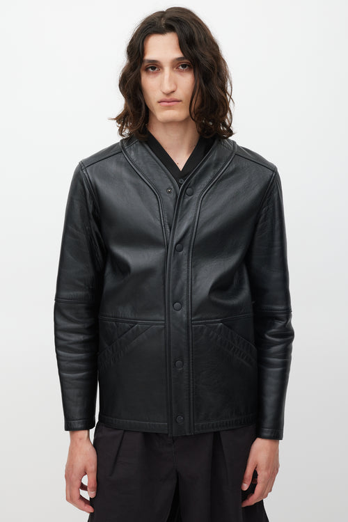 Alexander Wang Black Leather V-Neck Jacket