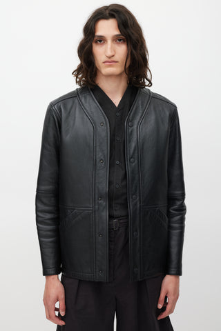 Alexander Wang Black Leather V-Neck Jacket