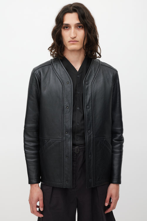 Alexander Wang Black Leather V-Neck Jacket