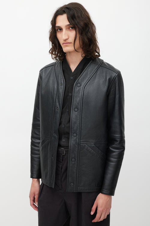 Alexander Wang Black Leather V-Neck Jacket