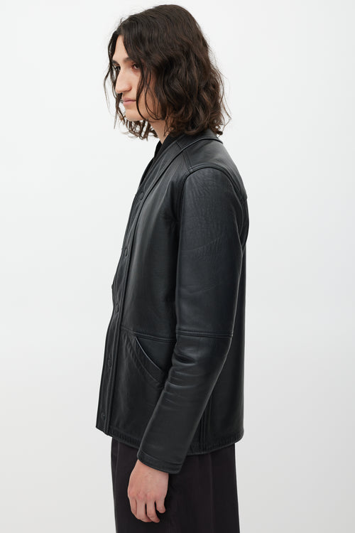 Alexander Wang Black Leather V-Neck Jacket