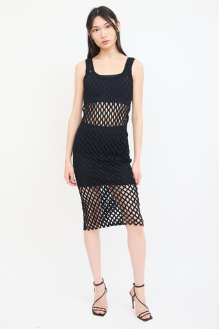 Alexander Wang Black Open Stretch Knit Tank Top