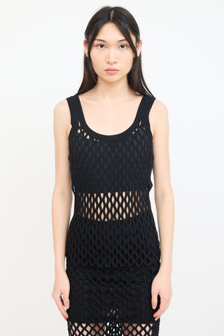 Alexander Wang Black Open Stretch Knit Tank Top