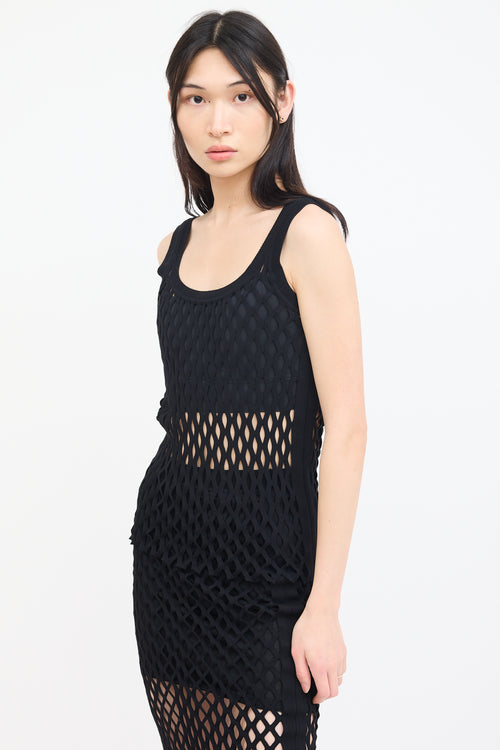 Alexander Wang Black Open Stretch Knit Tank Top