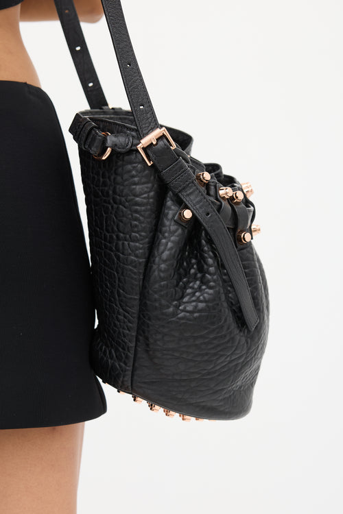 Alexander Wang Black 
Pink Leather Rocco Bucket Bag