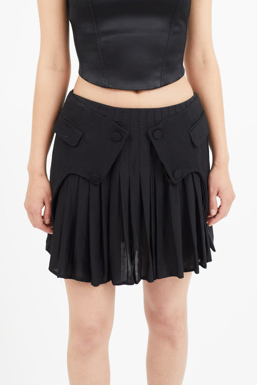 Alexander Wang Black Pleated Panelled Skirt