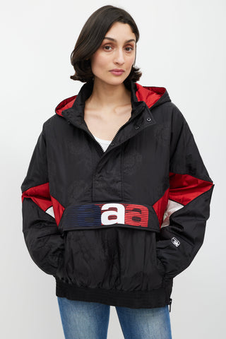 Alexander Wang Black 
Red Hooded Pullover Jacket