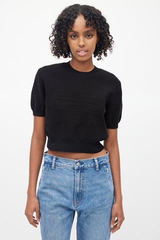 Alexander Wang Black Ribbed Logo Top