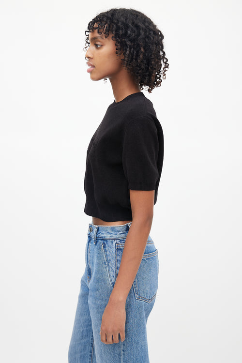 Alexander Wang Black Ribbed Logo Top