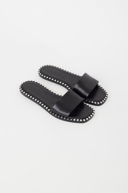 Alexander Wang Black 
Silver Studded Slide