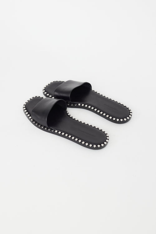 Alexander Wang Black 
Silver Studded Slide