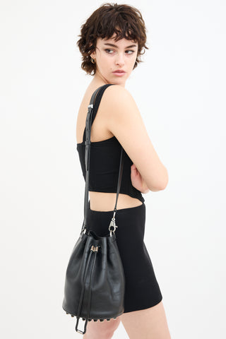 Alexander Wang Black Leather Studded Bucket Bag