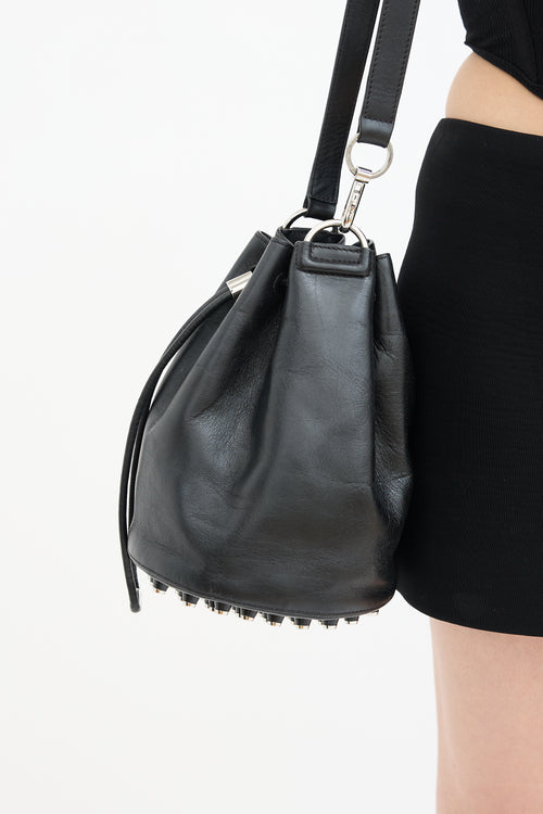 Alexander Wang Black Leather Studded Bucket Bag