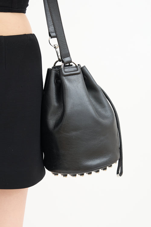 Alexander Wang Black Leather Studded Bucket Bag