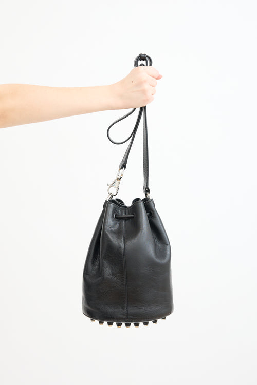 Alexander Wang Black Leather Studded Bucket Bag