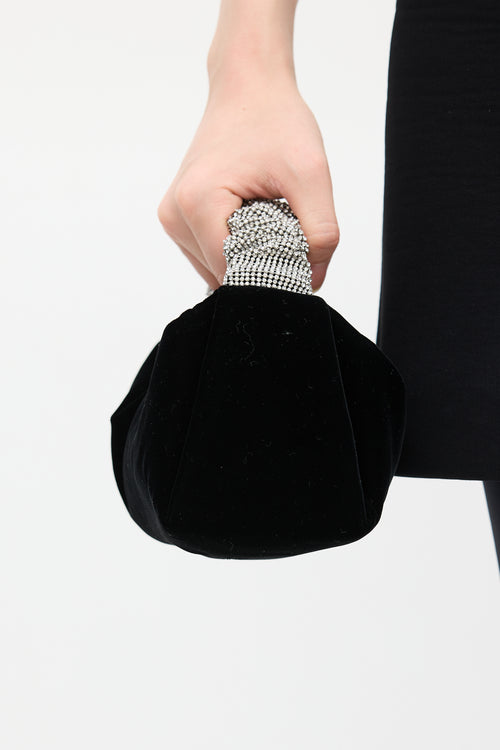 Alexander Wang Black Velour Scrunchie Jewel Bag