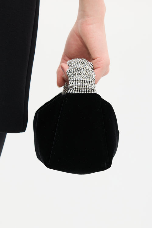 Alexander Wang Black Velour Scrunchie Jewel Bag