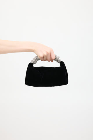 Alexander Wang Black Velour Scrunchie Jewel Bag