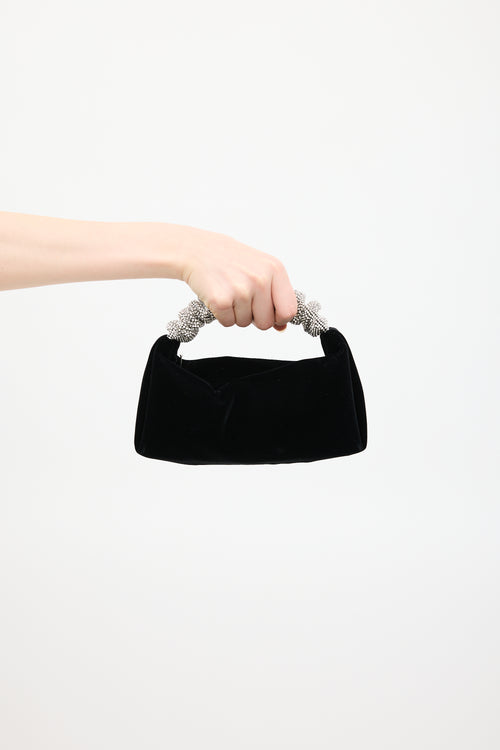 Alexander Wang Black Velour Scrunchie Jewel Bag