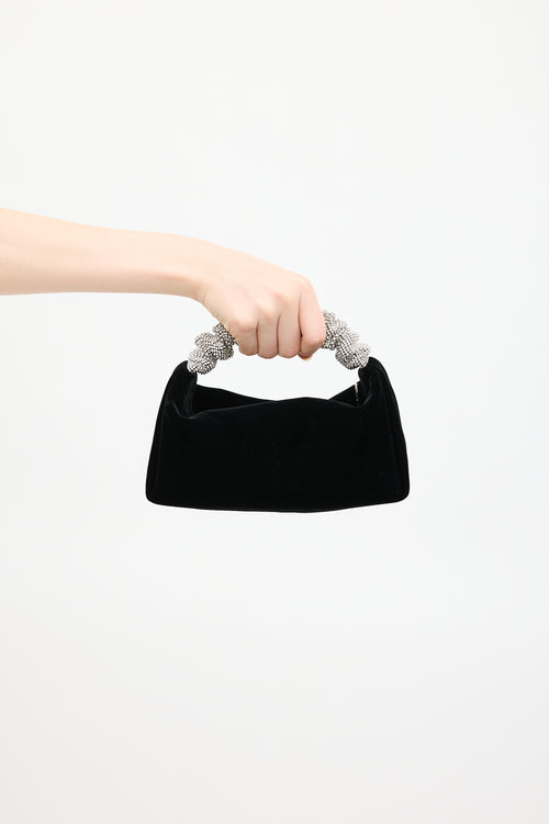 Alexander Wang Black Velour Scrunchie Jewel Bag