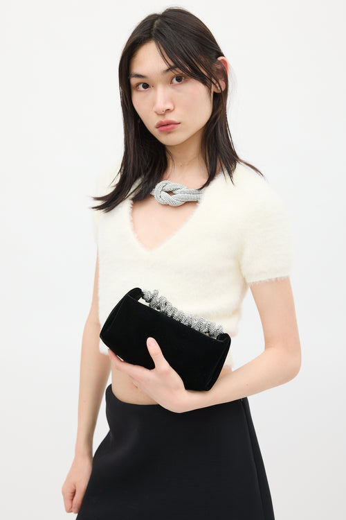 Alexander Wang Black Velour Scrunchie Jewel Bag