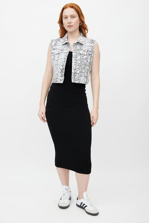 Alexander Wang Black 
White Print Sleeveless Vest