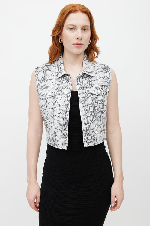 Alexander Wang Black 
White Print Sleeveless Vest