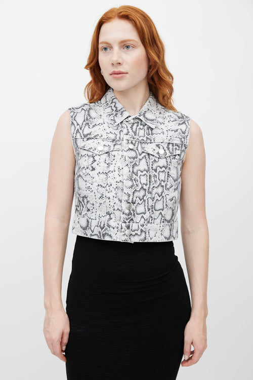 Alexander Wang Black 
White Print Sleeveless Vest