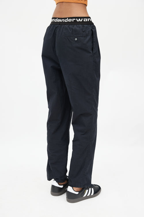 Alexander Wang Black 
White Straight Leg Logo Trouser