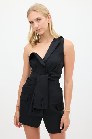 Alexander Wang Black Wool Deconstructed Blazer Dress