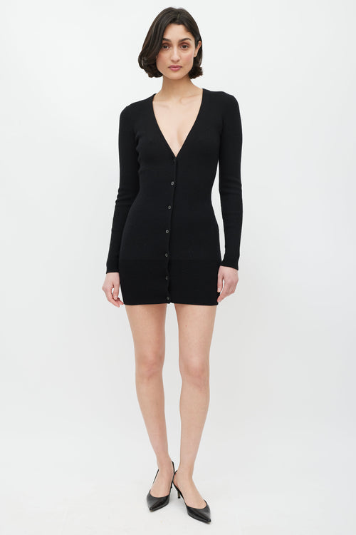 Alexander Wang Black Wool Ribbed Cardigan