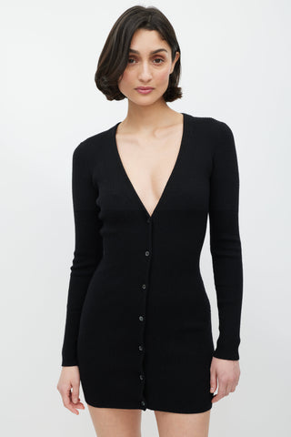 Alexander Wang Black Wool Ribbed Cardigan