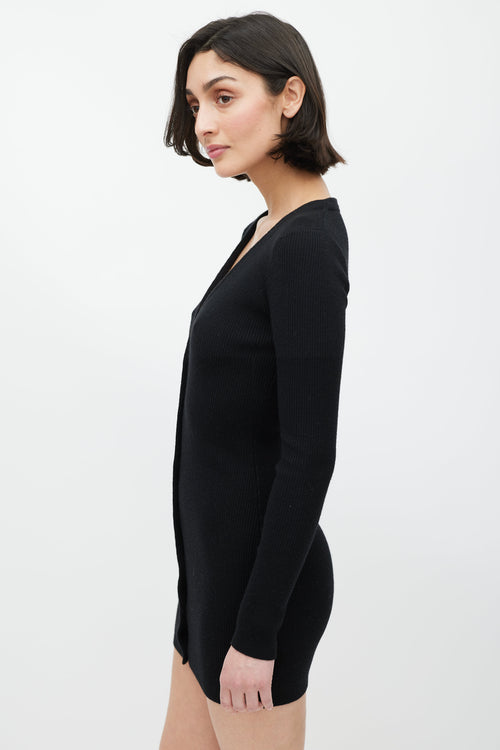 Alexander Wang Black Wool Ribbed Cardigan